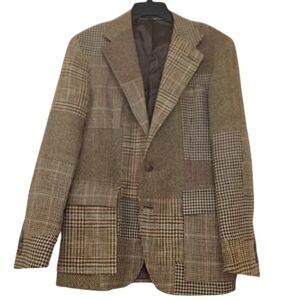 Ralph Lauren RL67 Tweed Plaid Patchwork Jacket 40R Light Academia Italy Preppy